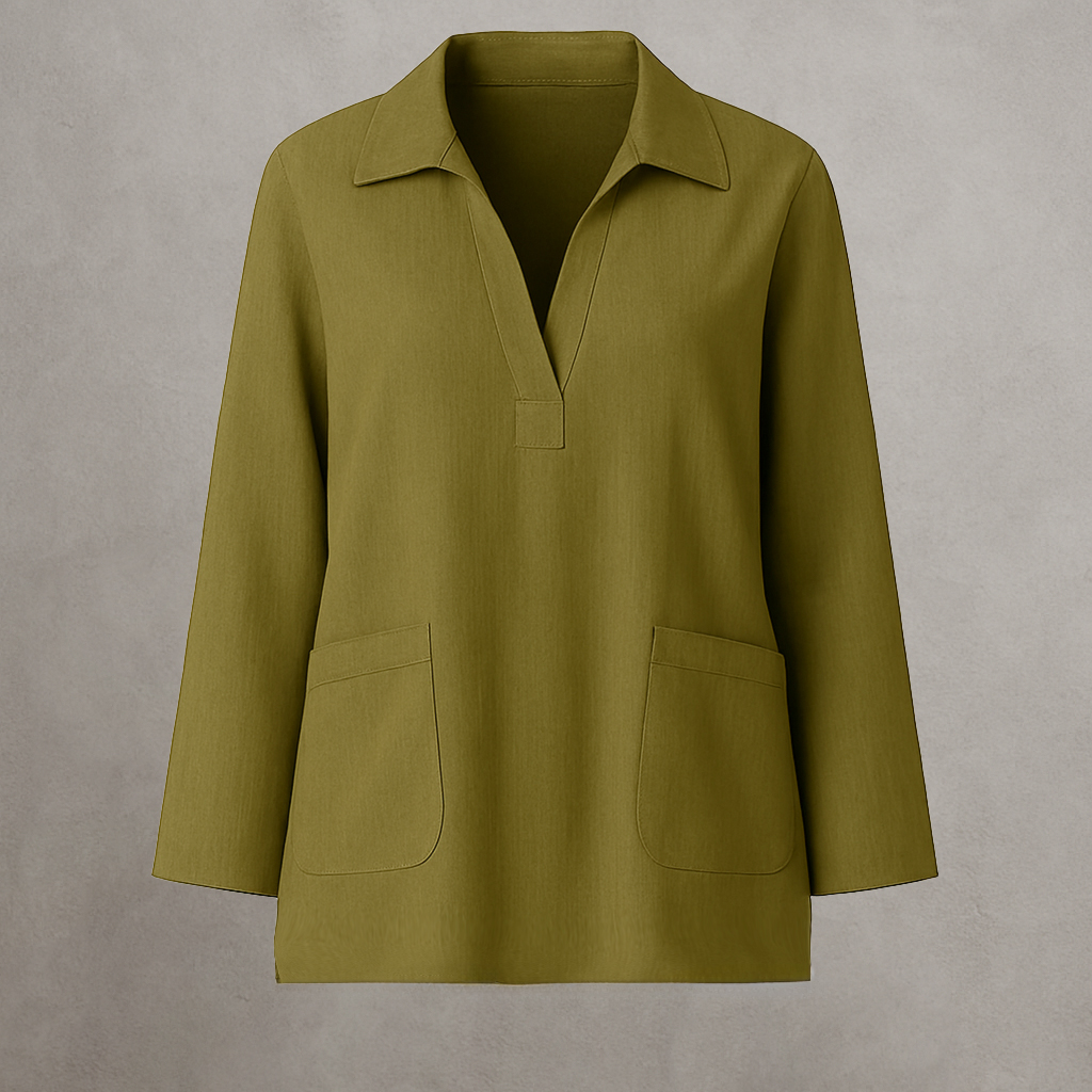بلوز زنانه آستین بلند یقه برگردان مدل آروشا برند Roy – Roy women's long sleeve lapel blouse Arosha