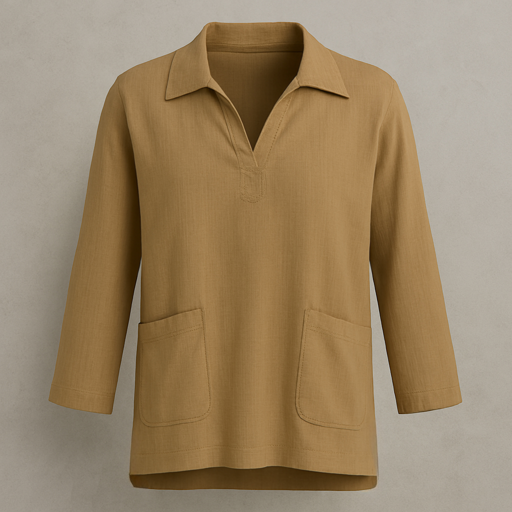 بلوز یقه برگردان زنانه برای استایل مینیمال و شیک – Minimal Chic Women's Lapel Blouse Arosha Roy