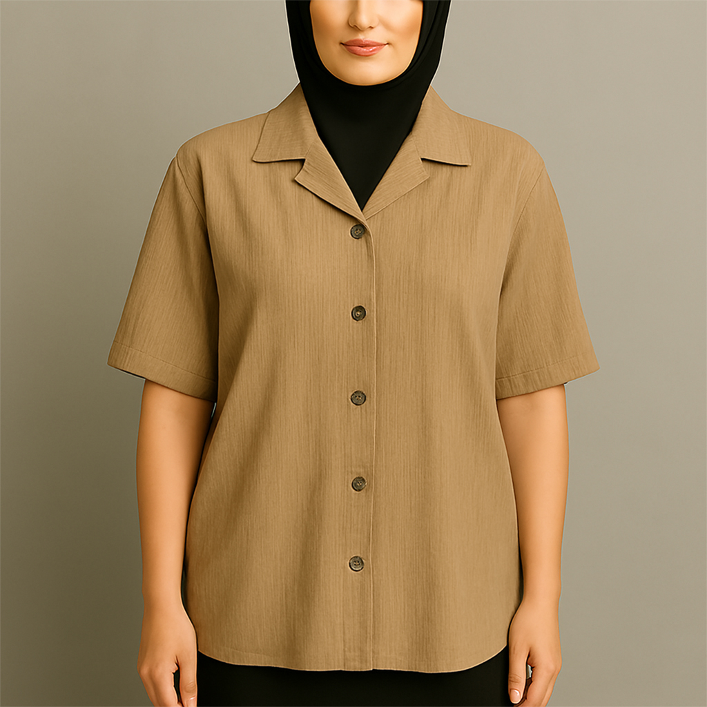 شومیز زنانه با آستین سه‌ربع و یقه برگردان، مناسب استایل مینیمال – آناهیتا از Roy